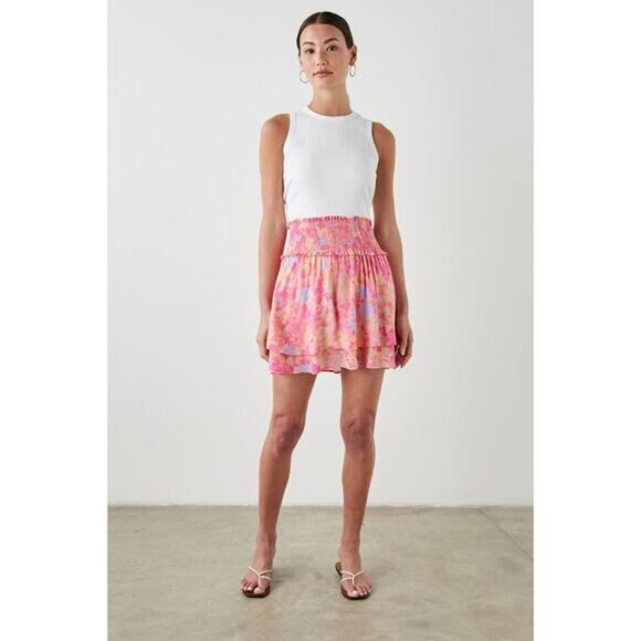 NWT RAILS Addison Flowy Smocked Mini Skirt In Passion Flower Size Medium - Picture 3 of 9